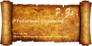 Pfeferman Zsigmond névjegykártya